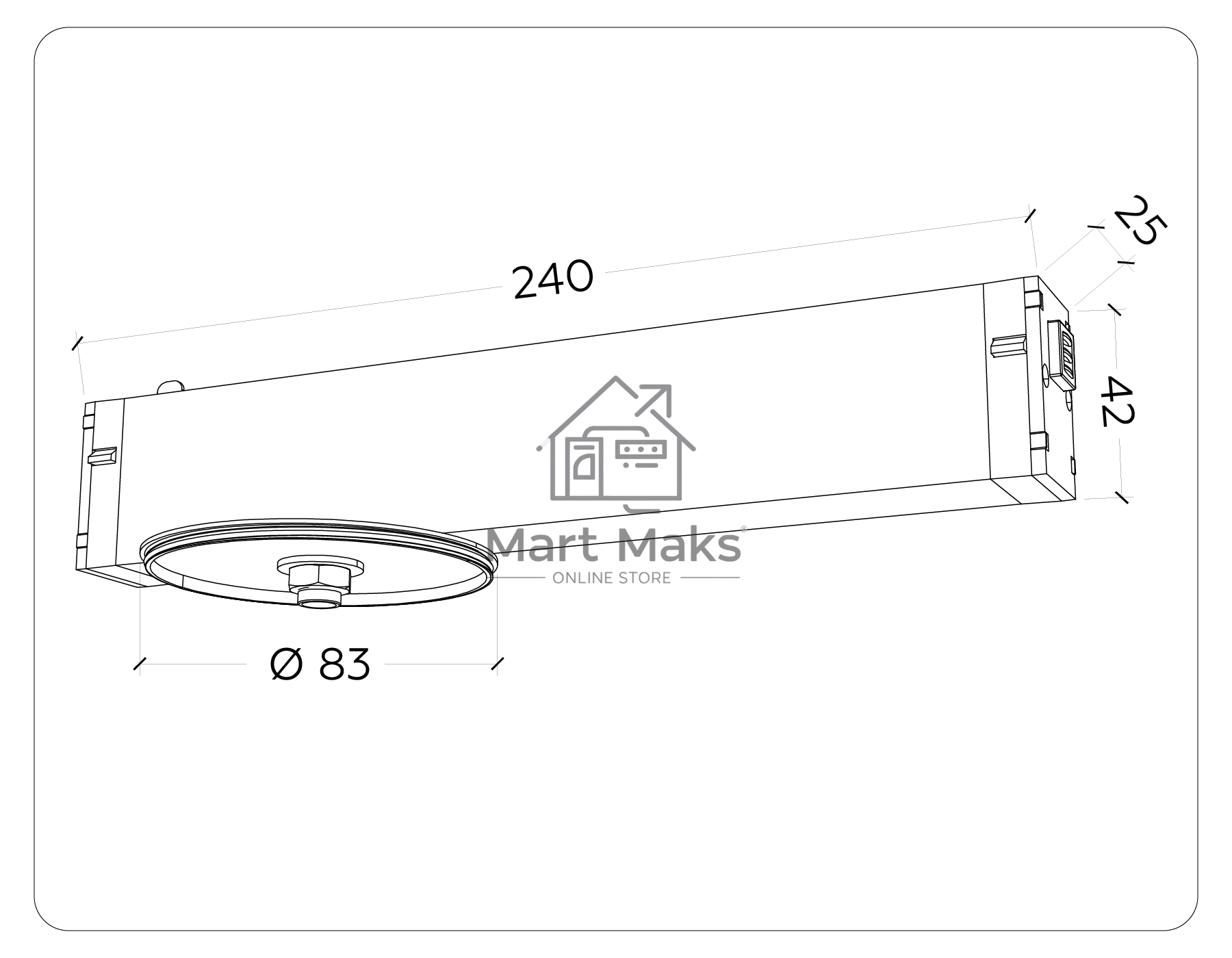 Крепеж трековый для корпуса A2541 WH белый DIY D85mm 232*83*55