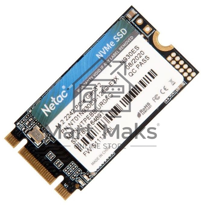 Накопитель SSD Netac N930ES, 128GB, PCIe 3.0 x2, M.2 2242, NVMe, R/W 1650/1500