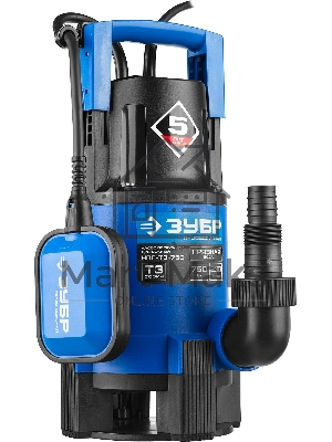 Насос ЗУБР НПГ-Т3-750  профессионал т3 погружной дренажный для грязной воды d частиц до 35мм 750Вт