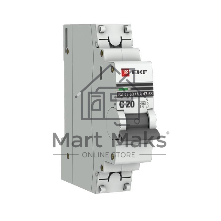 Автоматический выключатель EKF mcb4763-1-20C-pro 1P 20А (C) 4,5kA ВА 47-63 EKF PROxima