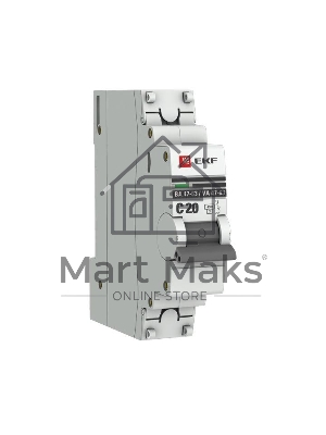 Выключатель автоматический EKF mcb4763-1-20C-pro 1P 20А (C) 4,5kA ВА 47-63 EKF PROxima Выключатель автоматический EKF mcb4763-1-20C-pro 1P 20А (C) 4,5kA ВА 47-63 EKF PROxima