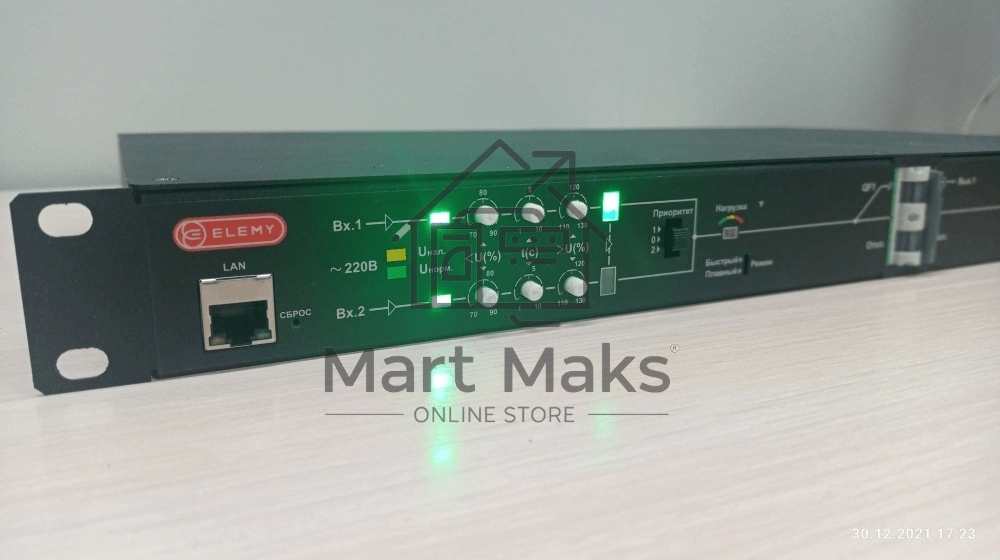 Автоматический ввод резерва Elemy ATS-1203/16/S/E/DO, 1U, 220B, 16A, Ethernet, Digital Output, in (2) C20, out (1) C19 (6) C13