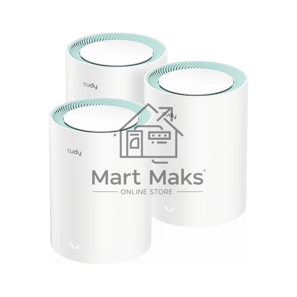 Бесшовный Mesh роутер Cudy M1300 (M1300 3-PACK) AC1200 10/100/1000BASE-TX/Wi-Fi белый (упак.:3шт)
