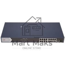 Коммутатор Hikvision DS-3E0518P-E, 16×1 Гбит/с PoE+ + 1×1 Гбит/с RJ45 + 1×1 Гбит/с SFP, неуправляемый