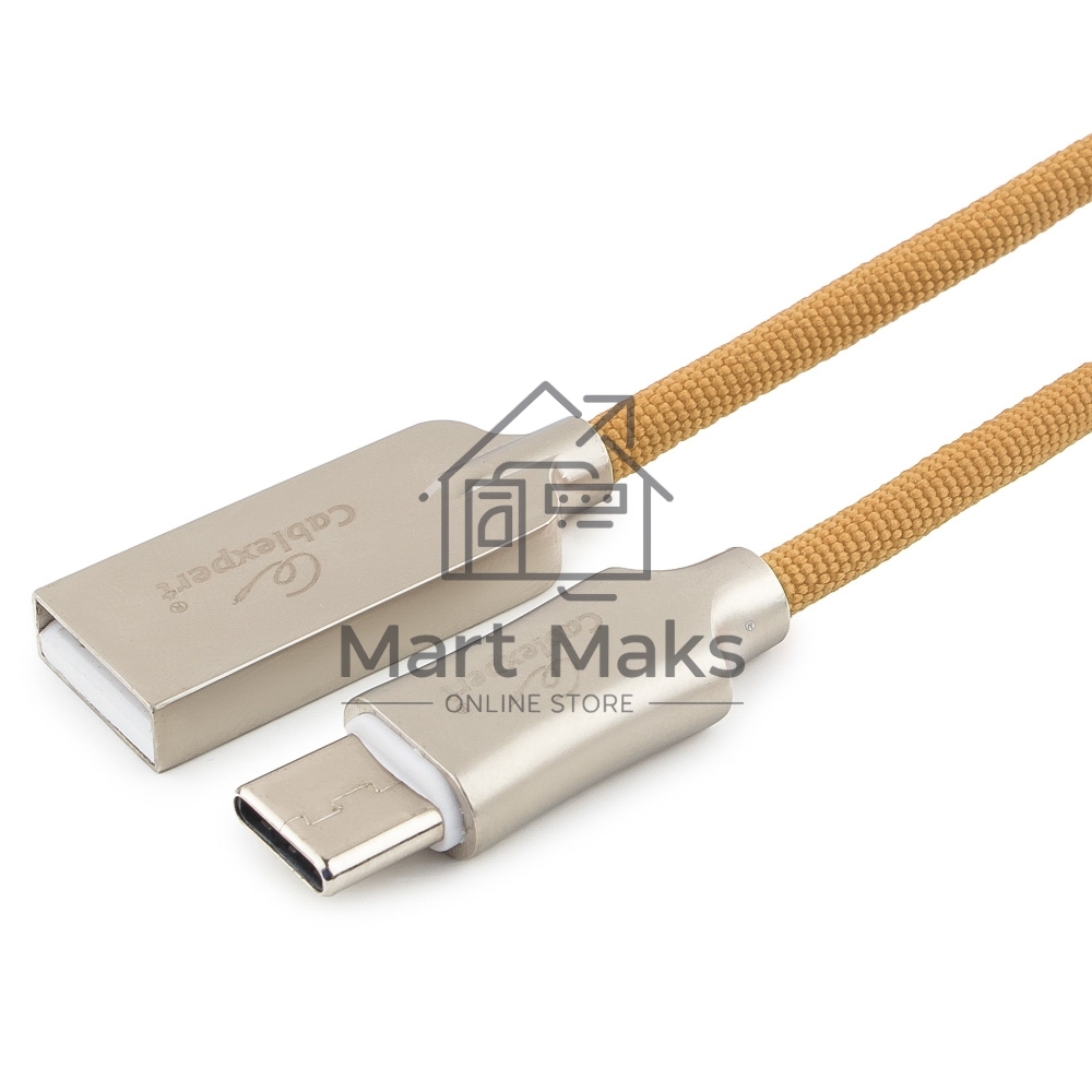 Кабель USB 2.0 Cablexpert CC-P-USBC02Gd-1M, AM/Type-C, серия Platinum, длина 1м, золотой, блистер
