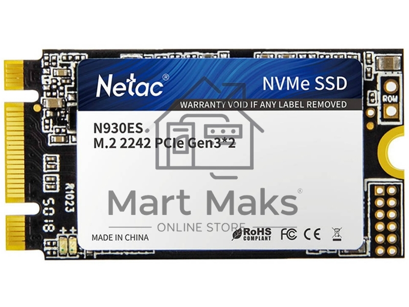 Накопитель SSD Netac N930ES, 128GB, PCIe 3.0 x2, M.2 2242, NVMe, R/W 1650/1500