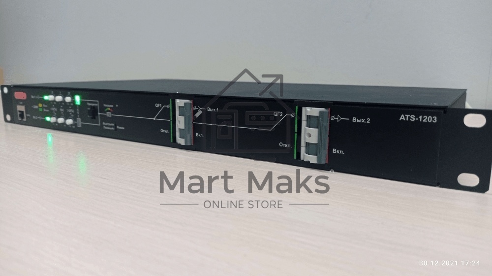 Автоматический ввод резерва Elemy ATS-1203/16/S/E/DO, 1U, 220B, 16A, Ethernet, Digital Output, in (2) C20, out (1) C19 (6) C13