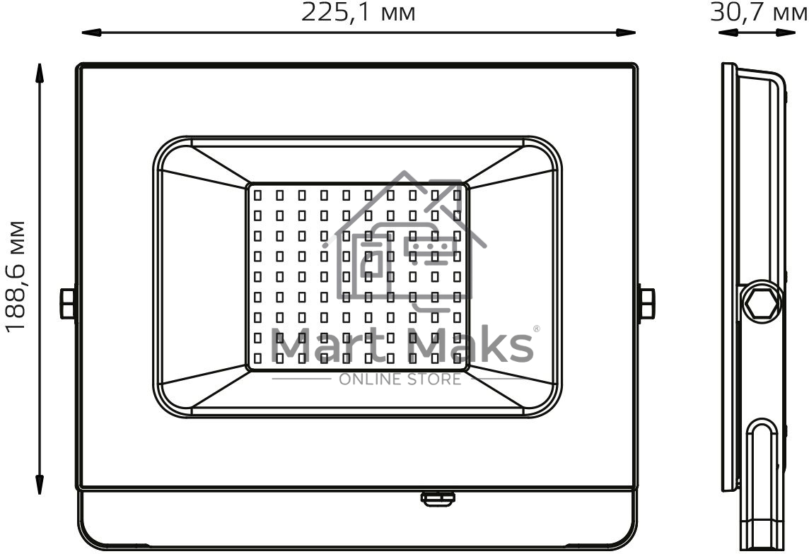 Прожектор светодиодный Elementary 70W 7175lm 4000К 175-265V IP65 черный LED
