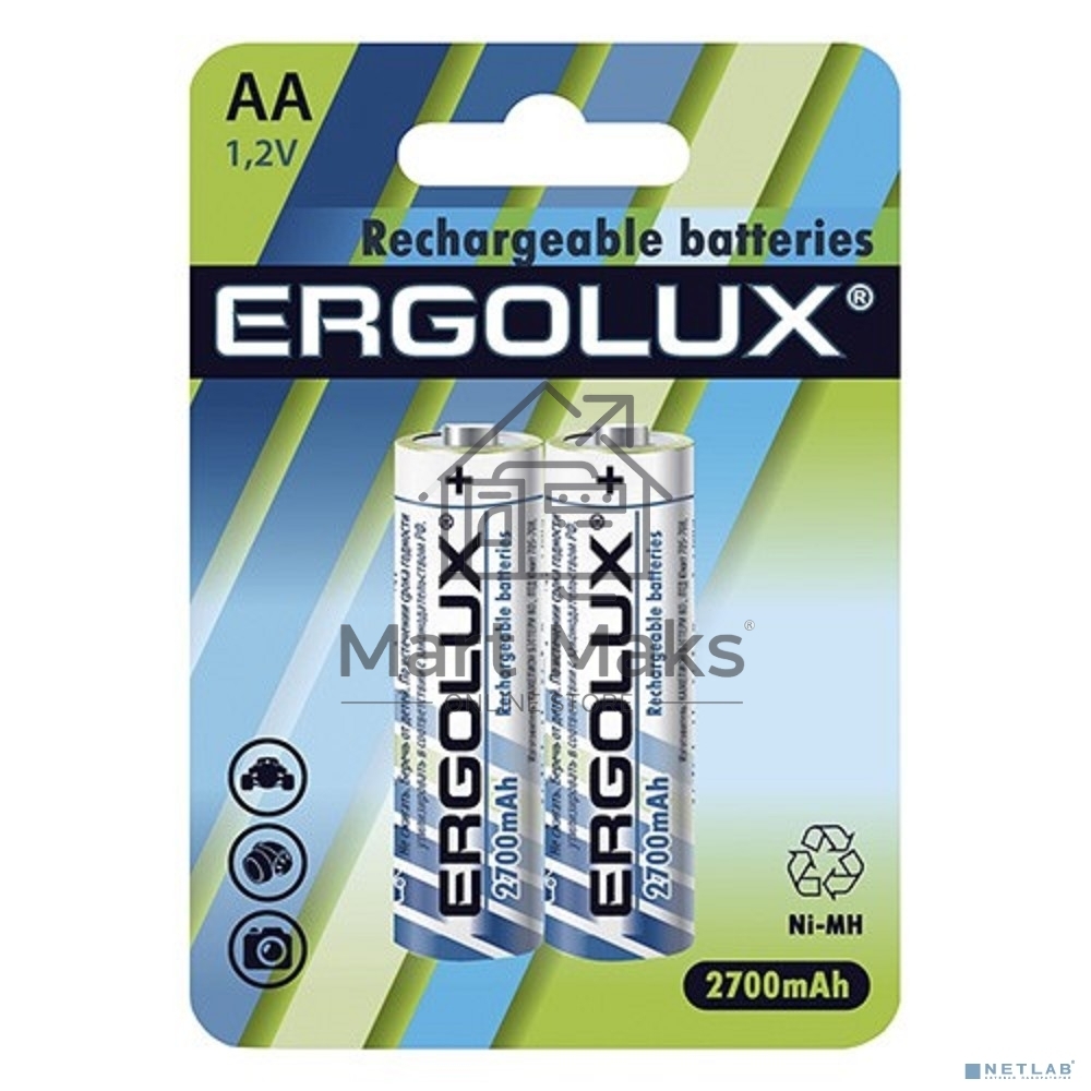 Аккумулятор AA-2700мА.ч Ni-Mh BL-2 NHAA2700BL2 1.2В (блист.2шт) Ergolux 12445