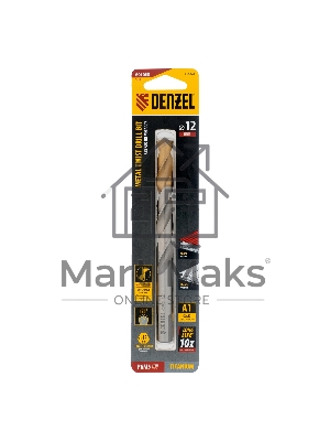 Сверло спиральное по металлу Denzel 12 x 151мм, Р6М5, Golden Tip