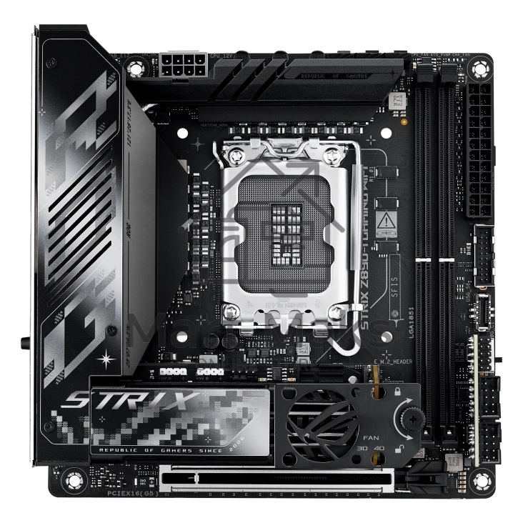 Материнская плата ASUS ROG STRIX Z890-I GAMING WIFI, LGA 1851, Intel Z890, 2xDDR5, 2xSATA, 2xM.2, 1xPCIe 5.0 x16, 1xHDMI, 2xUSB-C Thunderbolt 4, 1xUSB-C 20Gbps, 3xUSB-A 10Gbps, 1xUSB-A 5Gbps, 2xUSB-A 2.0, 1x 2.5Gb LAN, Mini-ITX