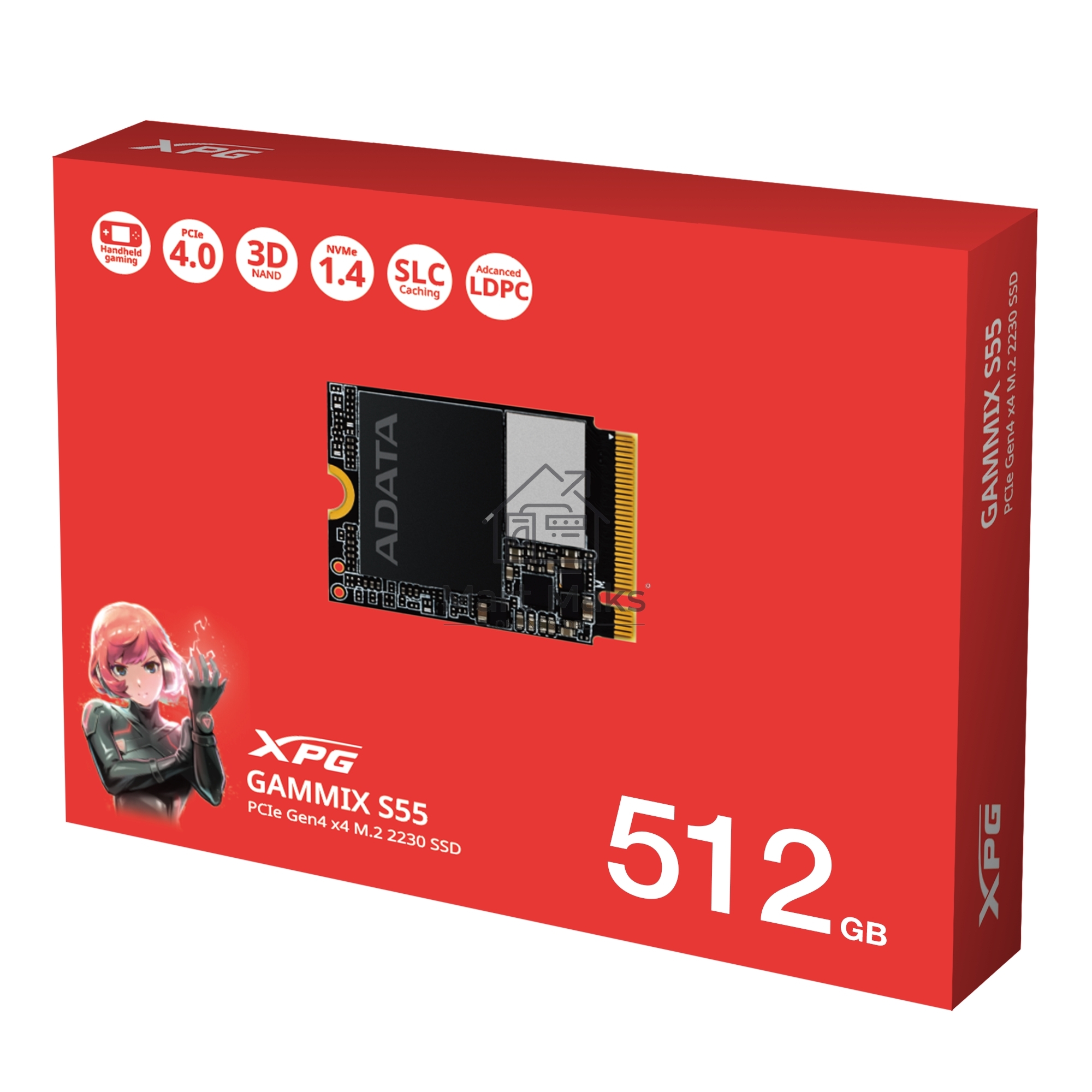 Накопитель NVMe ADATA XPG GAMMIX S55, 512Гб, PCIe 4.0 x4, 2230, R/W 5000/3000 Мбайт/сек