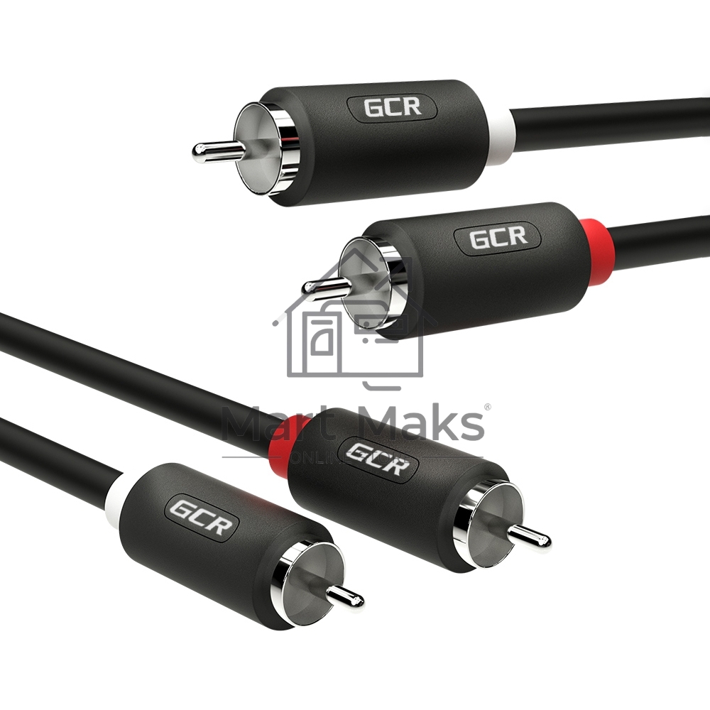Кабель GCR 5.0m аудио 2 х RCA / 2 х RCA, черный, GCR-54131