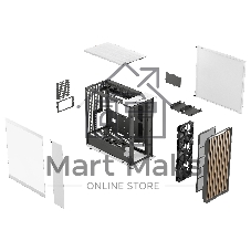 Компьютерный корпус без блока питания Fractal Design North XL TG Dark Tint, Full-Tower, 3x140мм, 2xUSB-A 3.2 + 1xUSB 3.2 Type-C E-ATX, ATX, mATX, mITX Wood panel, Chalk белый