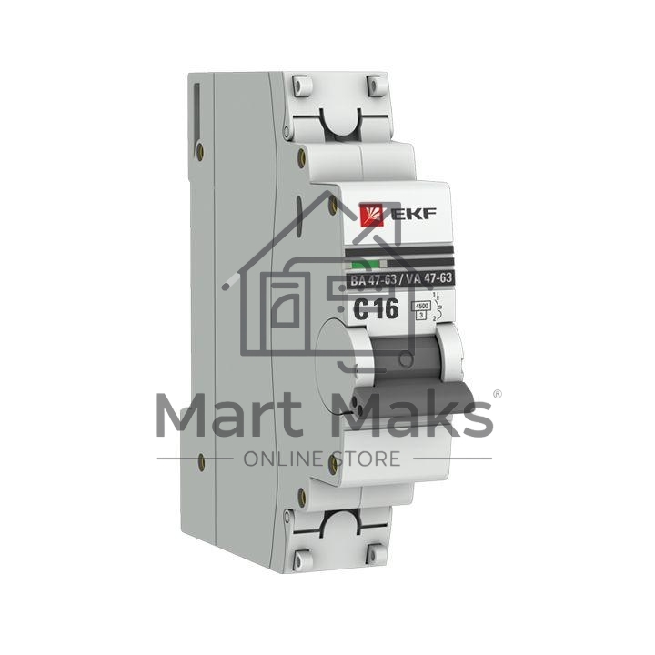 Автоматический выключатель EKF mcb4763-1-16C-pro 1P 16А (C) 4,5kA ВА 47-63 EKF PROxima