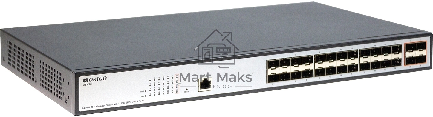 Коммутатор ORIGO Managed L3 Switch 24x1000Base-X SFP, 4x10GBase-X SFP+, RJ45 Console, 19