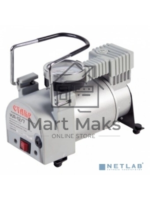 Компрессор автомобильный СТАВР КА-12/7(12В, рабочее давление 7Атм, максимальное давление 10Атм, максимальный ток потребления 14А, производительность 35 л/мин, диаметр цилиндра 30мм, длина шланга компрессора 1м, длина шнура питания 2м, вес 1,85кг.)