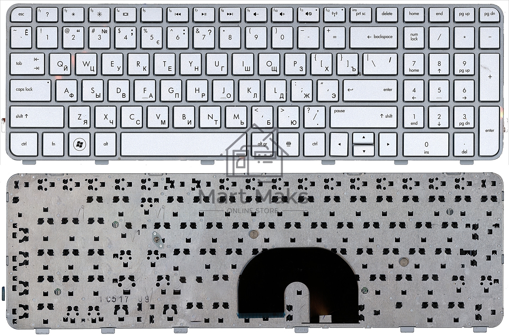 Клавиатура для ноутбука HP Pavilion DV6-6000 серебристая