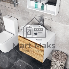 Тумба с раковиной и выпуском (Тумба Bau Dream Blackwood 60, умывальник BAU Triangle 59х39, выпуск клик клак, черный)
