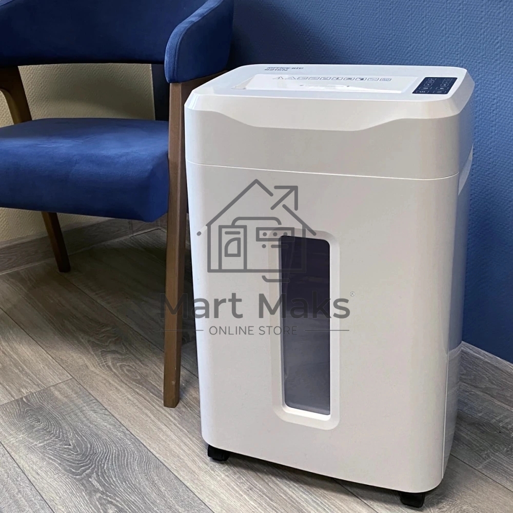Шредер Office Kit S215N 3,9x38 белый (секр.P-4) фрагменты 22лист. 35лтр. скрепки скобы пл.карты CD