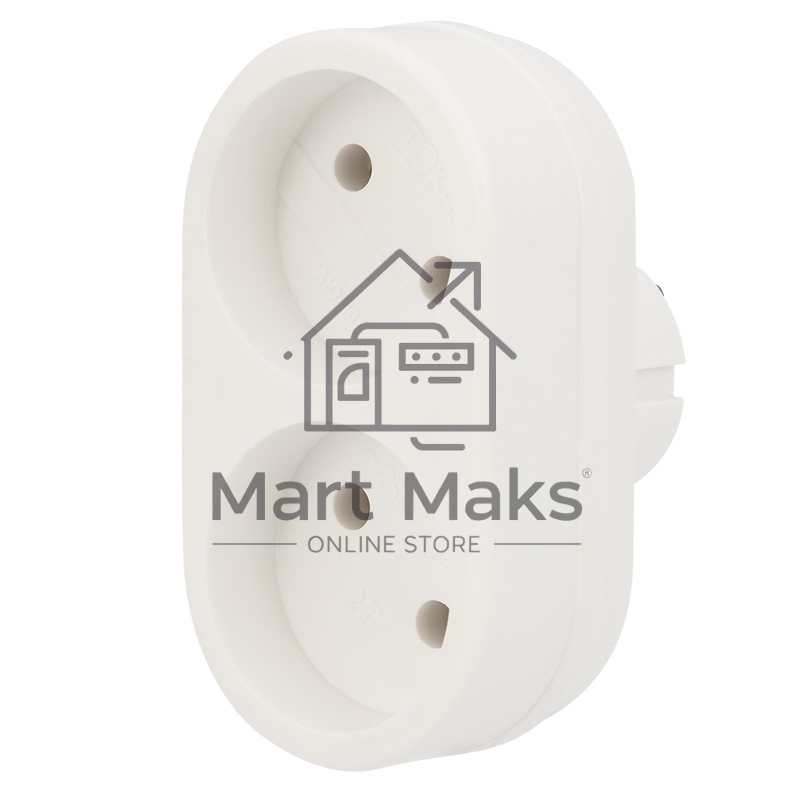 Двойник электрический 6А без заземления, белый Rexant