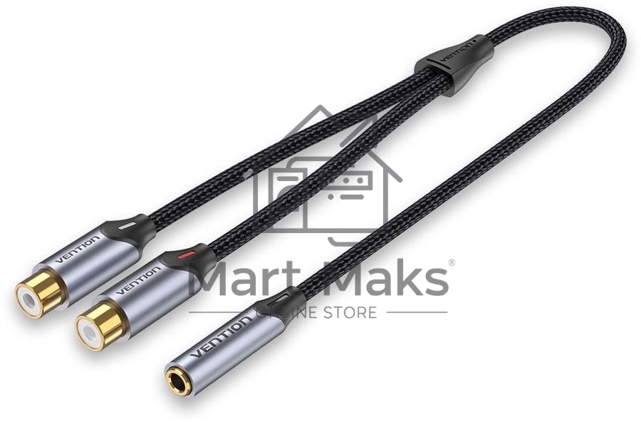 Переходник-разветвитель Vention гибкий Jack 3.5 mm F / 2RCA F - 0.3м