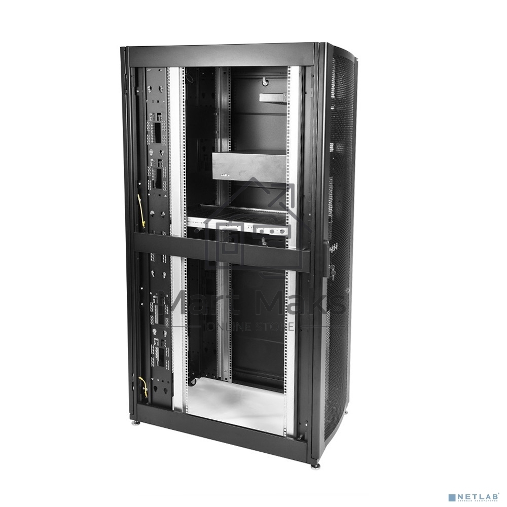 Шкаф серверный ПРОФ напольный 42U (800x1000) дверь перфор. 2 шт., черный, в сборе (ШТК-СП-42.8.10-44АА-9005)