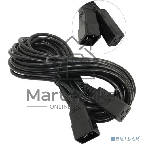 Кабель питания (UPS) ExeGate Power EC20-10P (С19->С20) VDE-250V-3*1.5-СU, 16А, черный, 10м