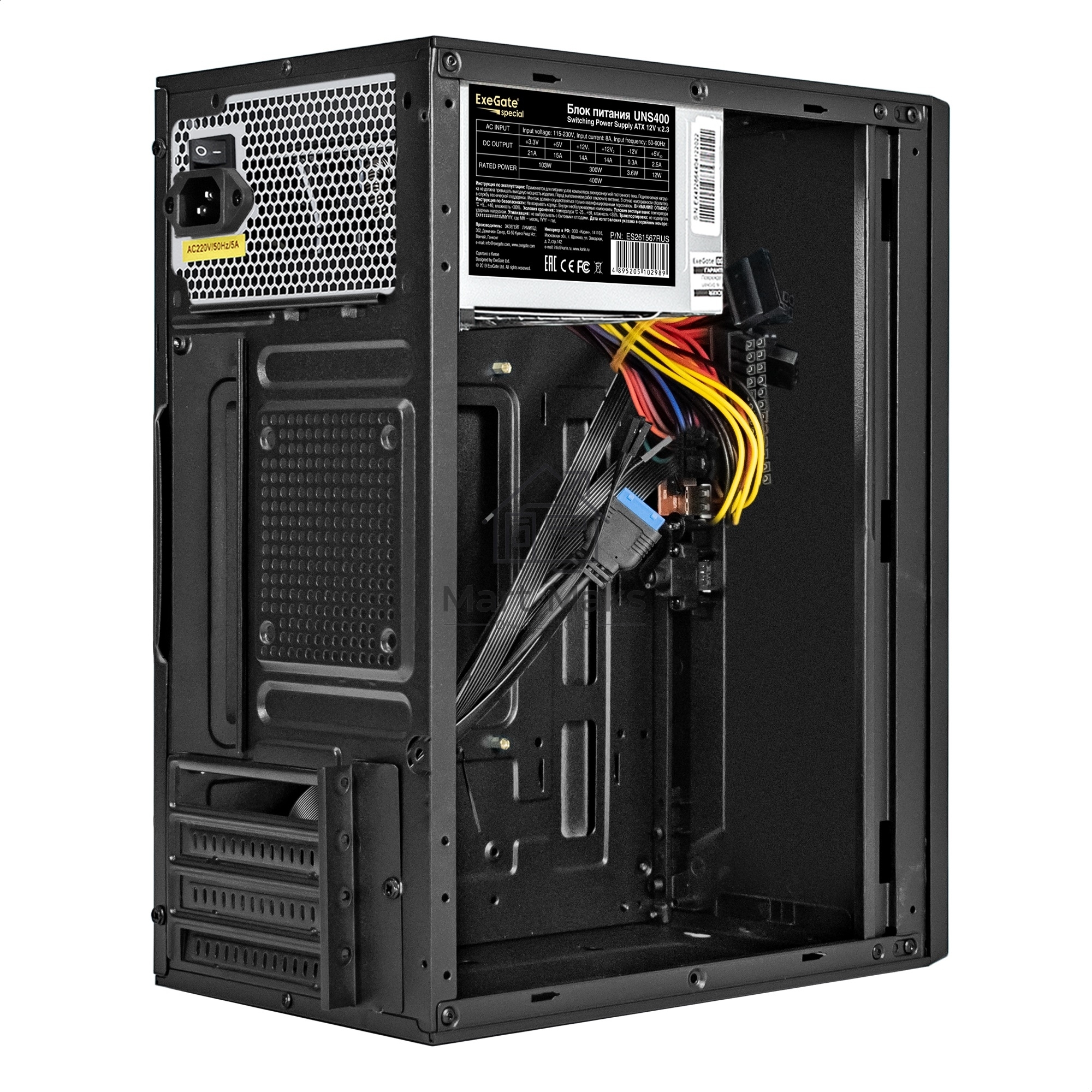Компьютерный корпус Minitower ExeGate BAA-303U-UNS400 (mATX, БП UNS400 с вент. 12см, 2*USB+1*USB3.0, HD Audio, черный)