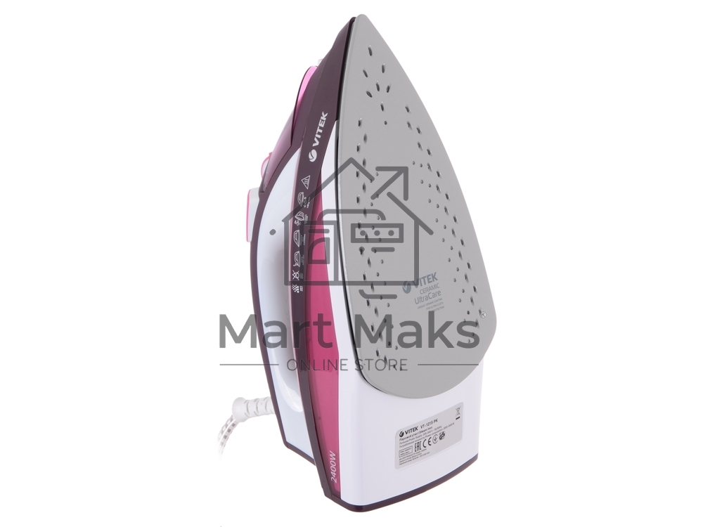 Утюг Vitek VT-1215 (PK) максимальная мощность 2400 Вт.Подошва Ceramic Ultra Care.