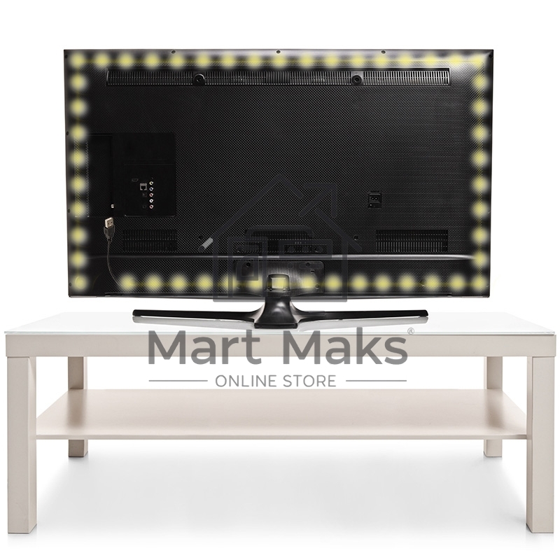 Лента LED с USB коннектором 5 В, 8 мм, IP65, SMD 2835, 60 LED/m, цвет свечения теплый белый (3000 K)