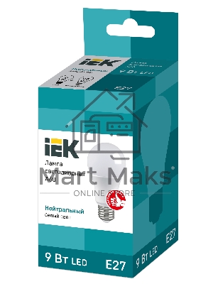 Лампа cветодиодная Iek LLE-A60-9-230-40-E27 ECO A60 шар 9Вт 230В 4000К E27 IEK