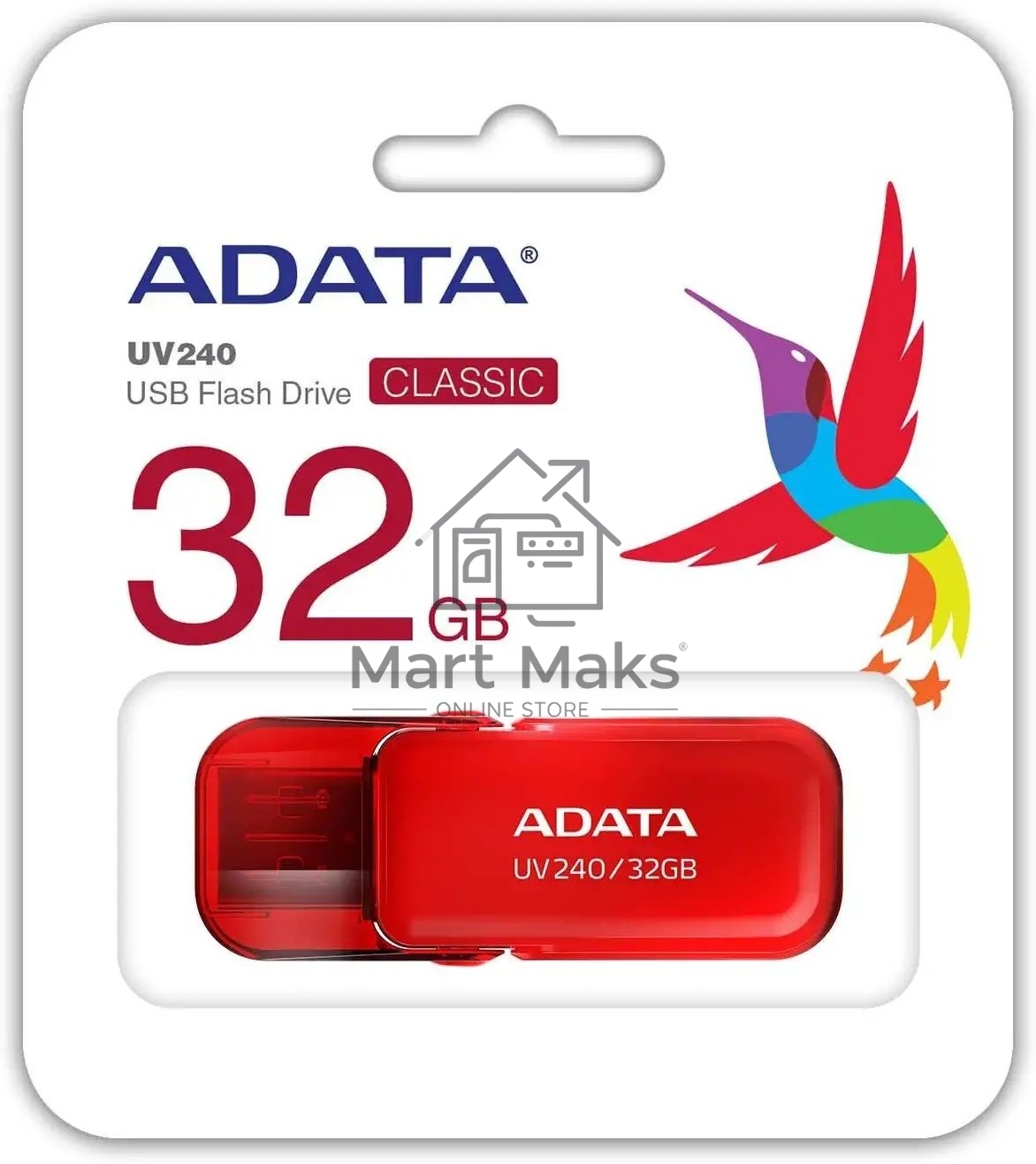 Флешка USB R/W ADATA R/W 32GB ADATA UV240, USB 2.0, Красный