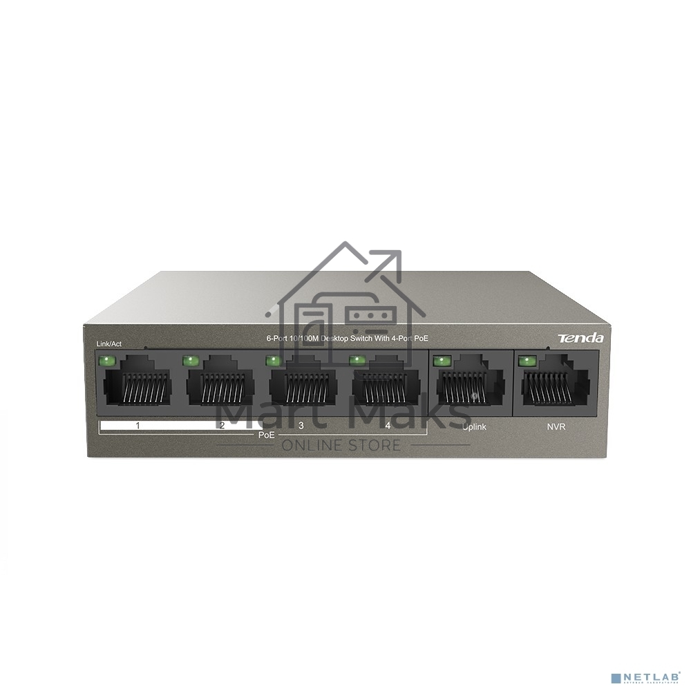 Коммутатор Tenda TEF1106P-4-63W 6PORT 100M 4POE