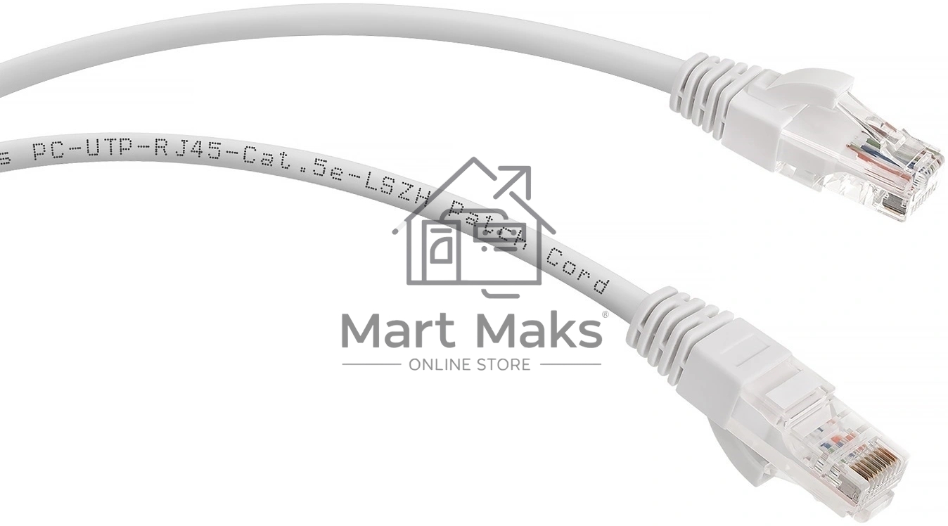 Шнур комм. Cabeus, кат. 5е, неэкр., U/UTP, RJ45/RJ45, LSZH, AWG24, 0.5м, белый