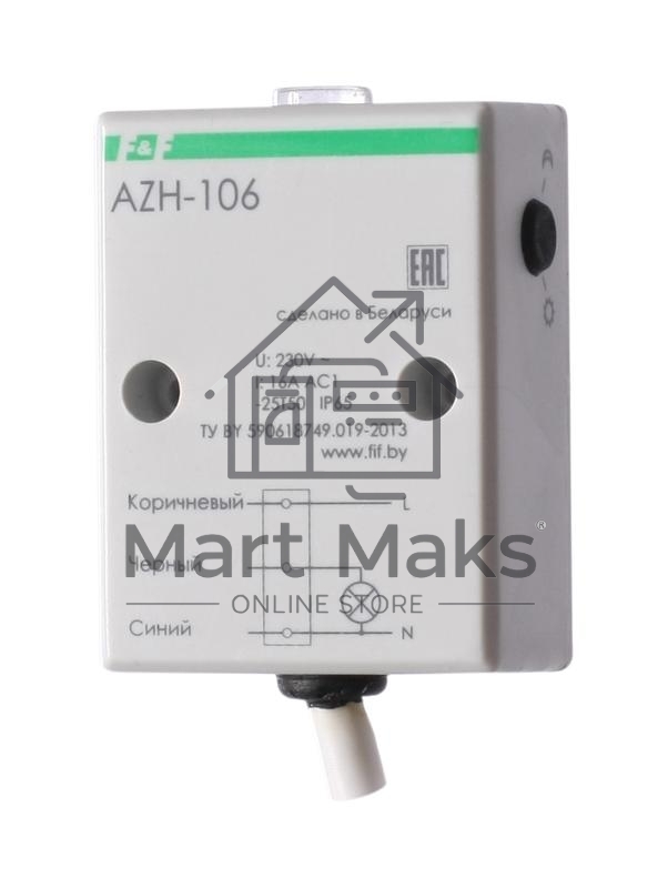 Фотореле AZH-106 (встроенный фотодатчик на плоскость 230В 16А 1 перекл. IP65) F&F EA01.001.002