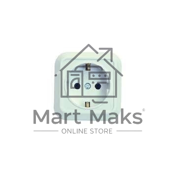 Розетка 1-м ОП 16А IP20 квадратная с заземл. крем Makel 45208