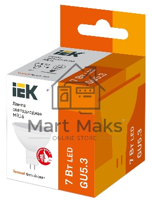 Лампа cветодиодная Iek LLE-MR16-7-230-30-GU5 ECO MR16 софит 7Вт 230В 3000К GU5.3 IEK