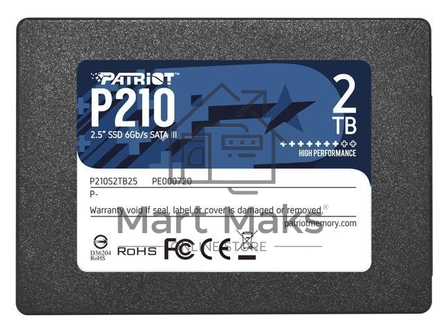 Накопитель SSD Patriot P210, 2TB, SATA III, 2.5