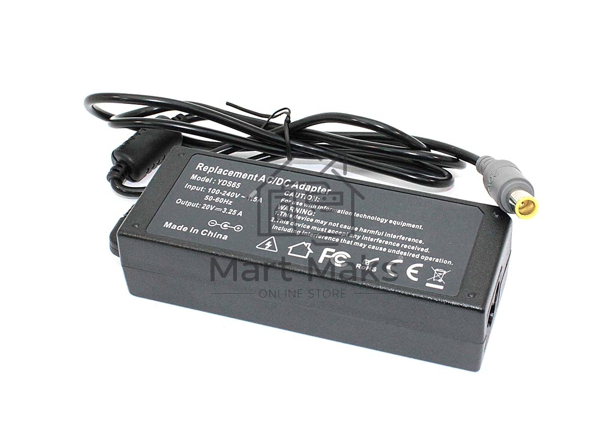 Блок питания (сетевой адаптер) для ноутбуков Lenovo 20V 3.25A 65W 7.9x5.4мм OEM