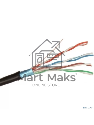 Кабель Exegate FTP 4 пары кат.5e, медь, экран, внешн. прокладка, без троса, бухта 305м, черный, PE