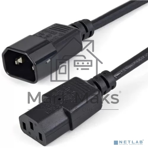Кабель питания Filum FL-PC10-C13-C14-0.6M С13- C14, 3х0.75мм?, 220В, 10A, чёрный, 0.6 м. [FL-PC10-C13-C14-0.6M]