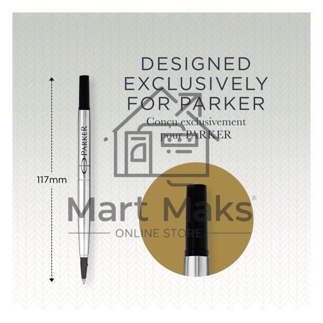 Стержень роллер Parker Quink Z01 (CW1950325) M 0.7мм, черные чернила, блистер (2шт)