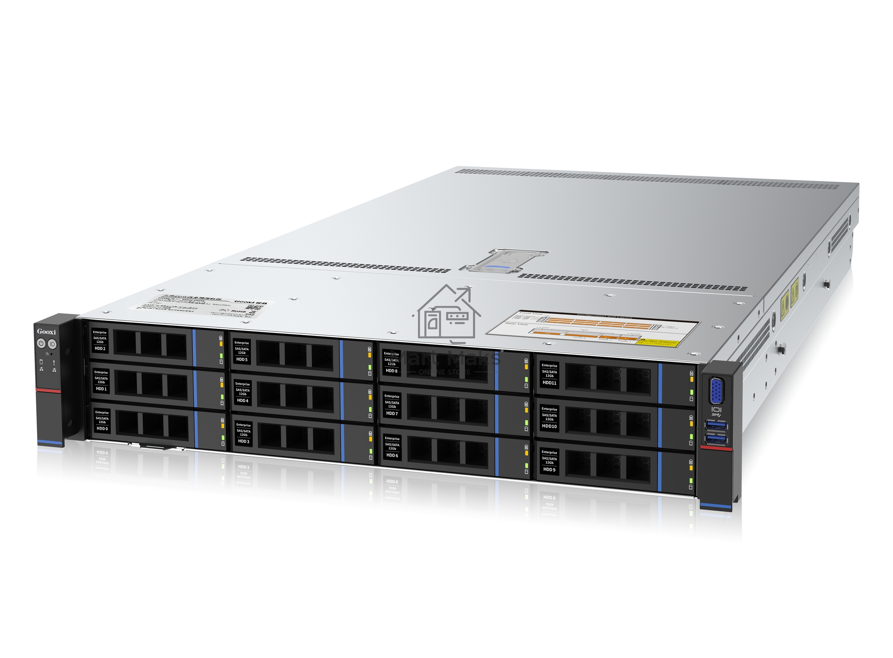 Серверная платформа Gooxi SL201-D12R-G3 2u 12bays server,based on Ice lake 2xPCIe 4.0x16; 4xPCIe 4.0x8  2x 2.5