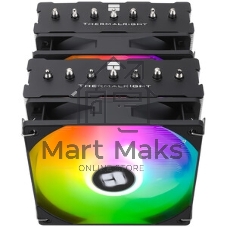 Кулер для процессора Thermalright Phantom Spirit 120 SE черный (4-pin PWM, 154mm, Ni/Cu, 7x6mm, 2x120мм, 66.17CFM, 25.6dBA, 1500RPM, S: 1200, 1700, 1851, 115X, AM4, AM5, silver, black)