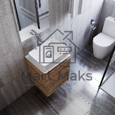 Тумба Bau Dream Blackwood 50 с дверцей, раковина BAU Hotel 48х37, смеситель для раковины высокий Hotel Still, нержавеющая сталь, выпуск клик клак, хром