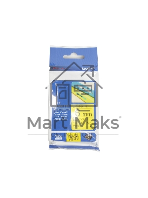 Наклейка ламинированная Brother TZe-611 (6 мм черн/желт, аналог TZ-611)