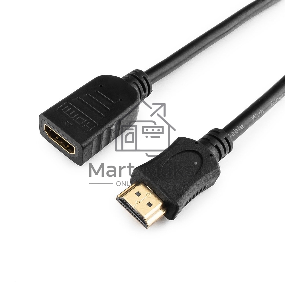 Кабель-удлинитель HDMI Cablexpert CC-HDMI4X-6, 19M/19F, v2.0, позол.разъемы, экран, 1.8м, черный, пакет
