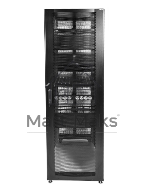 Шкаф серверный ПРОФ напольный 42U (800x1000) дверь перфор., задние двойные перфор., черный, в сборе