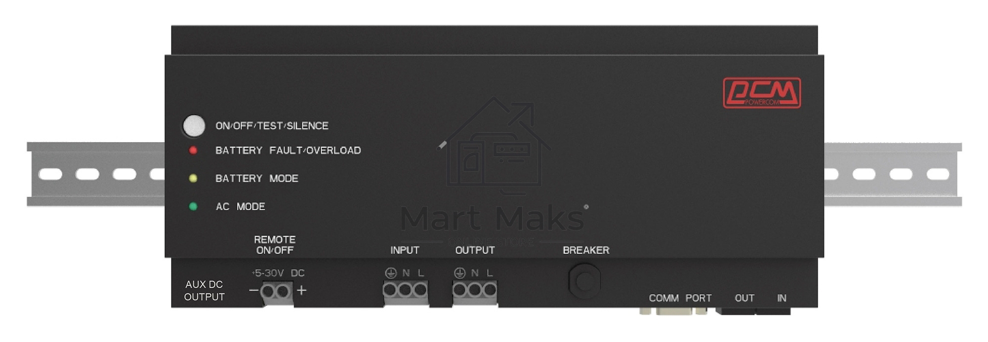 Источник бесперебойного питания Powercom DRU 500VA/300W, DIN Rail, 230V, RS-232, 2 year warranty (1114005)